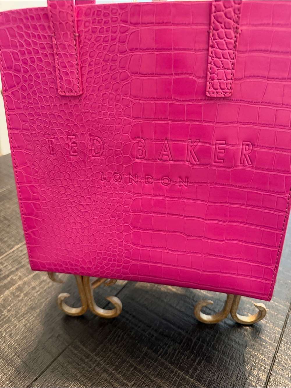 Ted Baker Hot Pink Croc-Embossed Tote